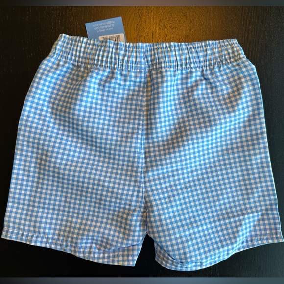 NWT! Ruffle Butts Rugged Butts Blue Gingham Kids Swimming Trunks Bathingsuit - Picture 2 of 4
